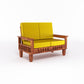 Premium Solid Wood 2 Seater Sofa with Cushions | Natural & Walnut Finish