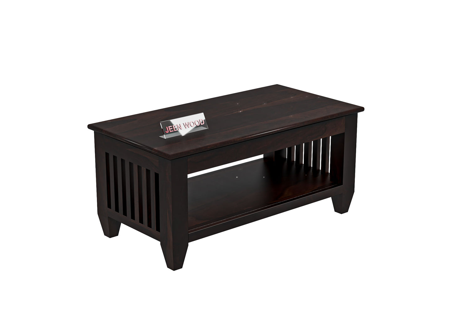 Solid Wood Coffee Table with Open Shelf – Modern Living Room Center Table