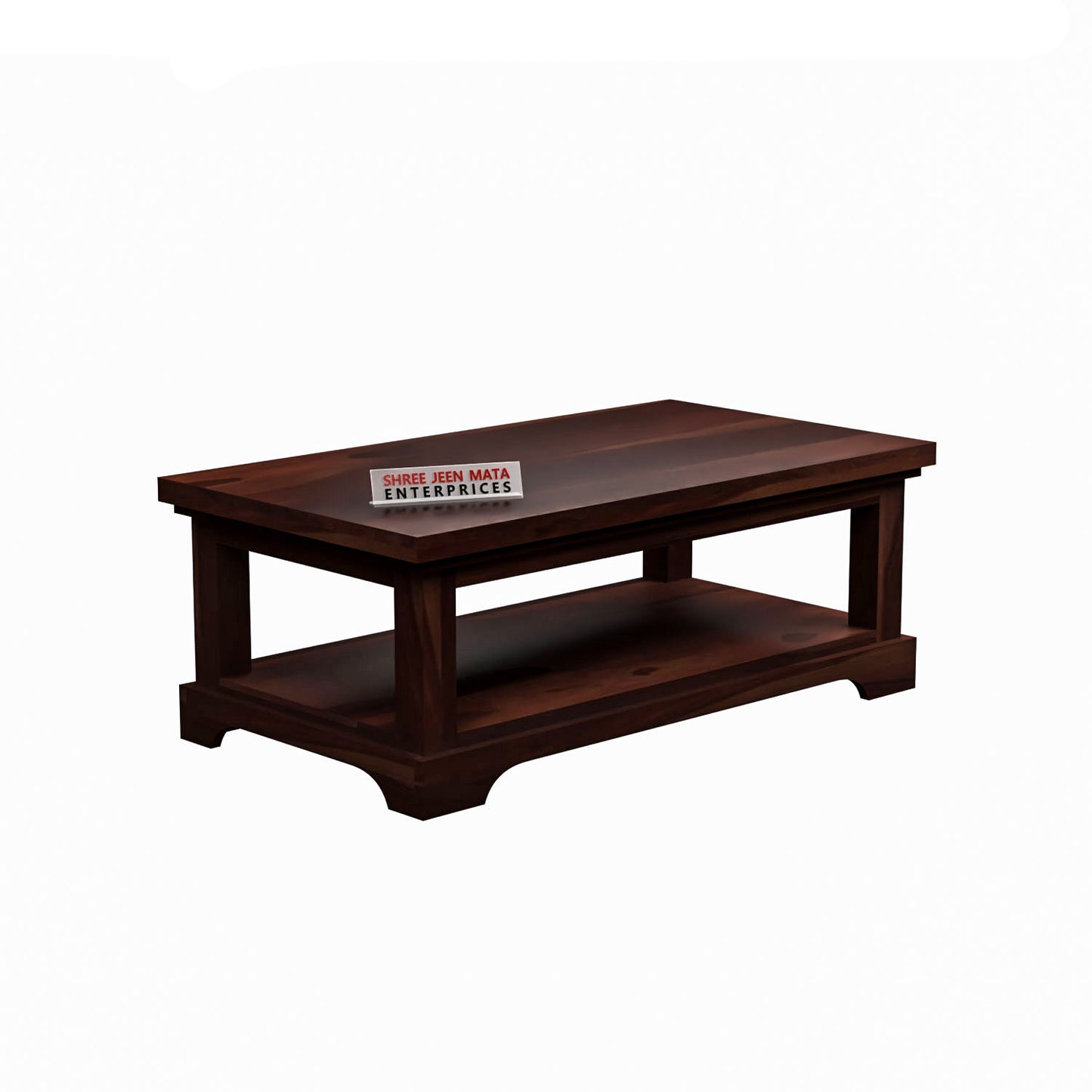 Handcrafted Solid Wood Coffee Table with Open Shelf