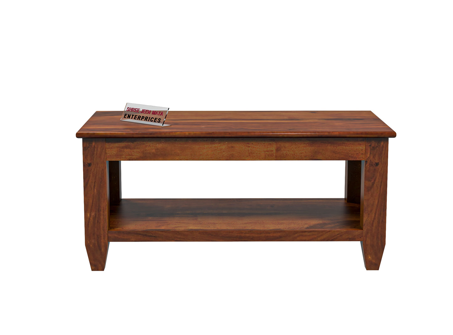 Solid Wood Coffee Table with Open Shelf – Modern Living Room Center Table
