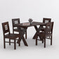 Solid Wood 4 Seater Dining Table Set with Cushioned Chairs