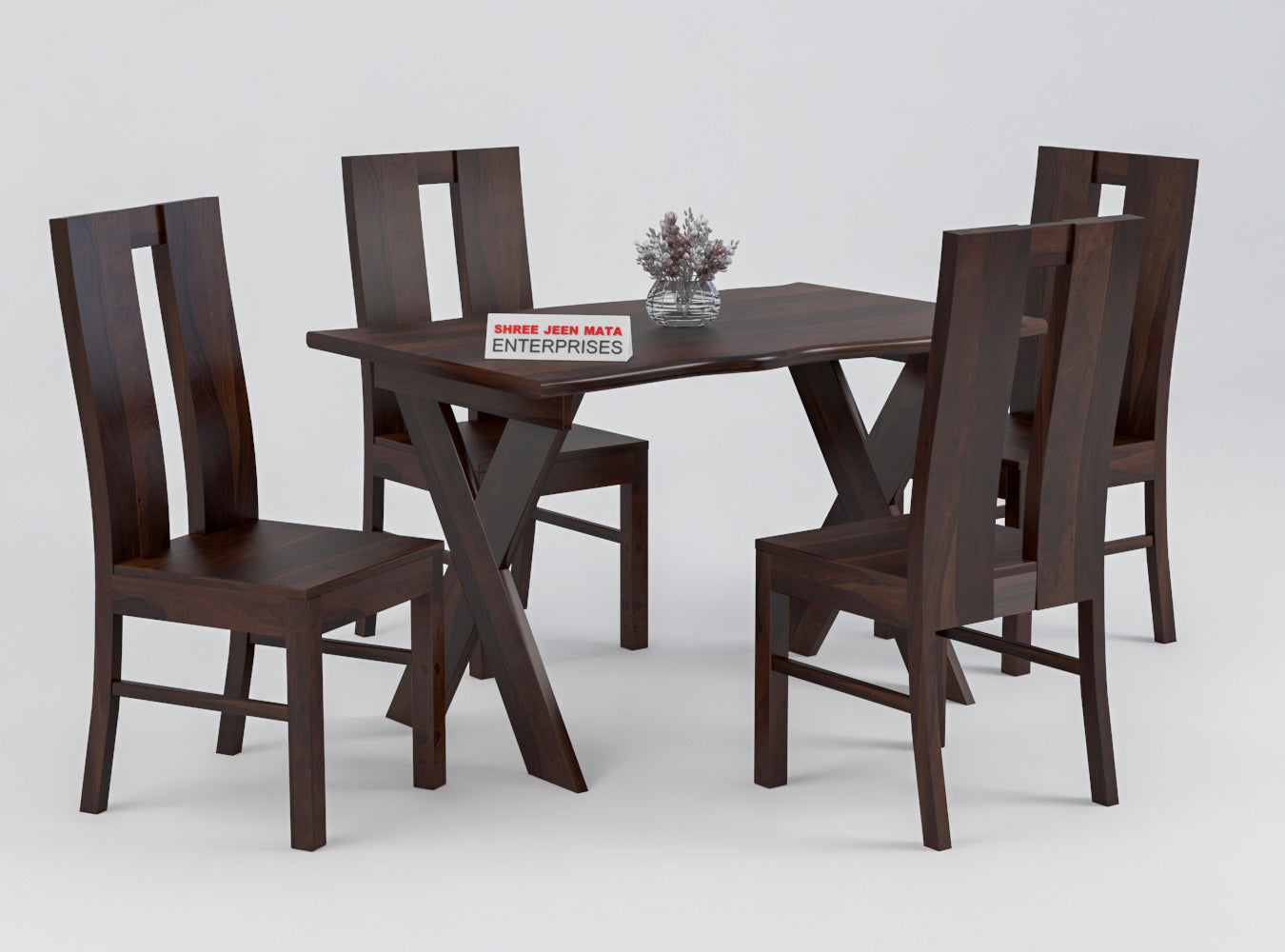 Solid Wood 4 Seater Dining Table Set | 4 Chairs