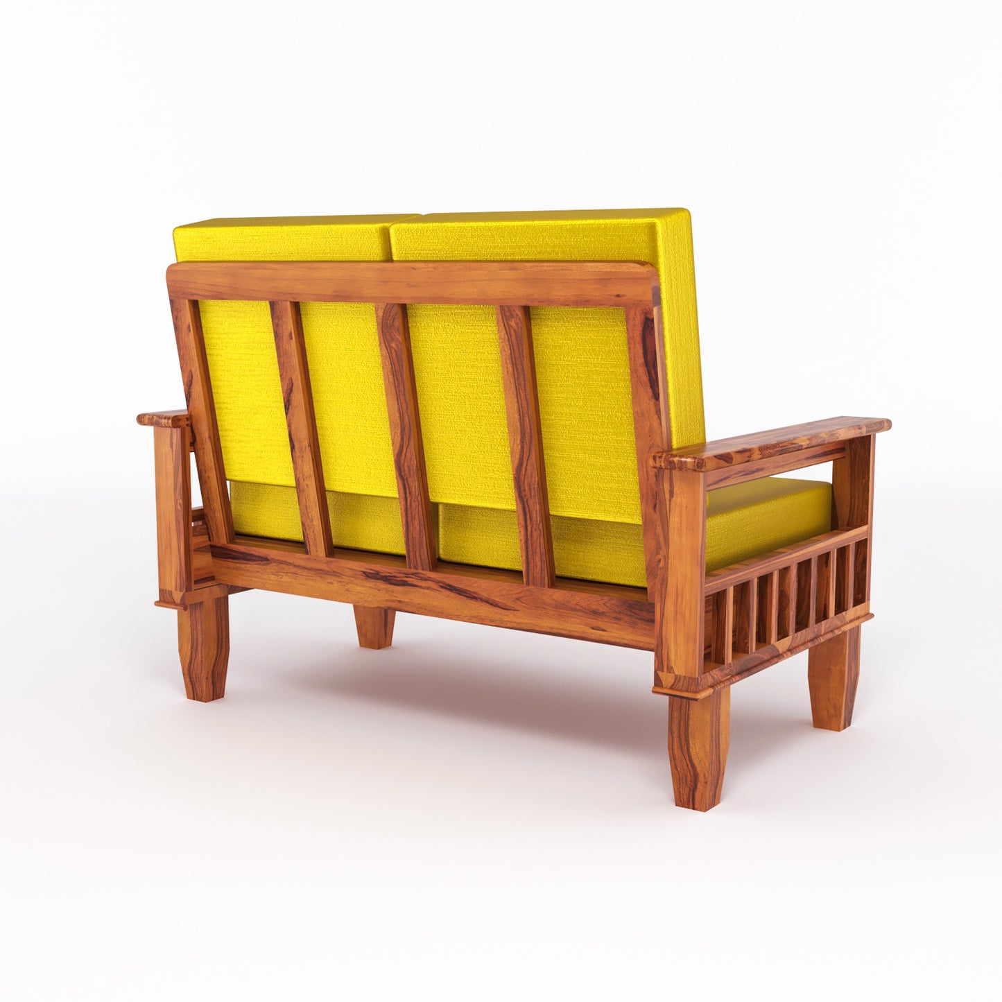 Premium Solid Wood 6 Seater Sofa Set (3+2+1) with Cushioned Seating | Natural & Walnut Finish
