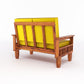 Solid Wood 7 Seater Sofa Set (3+2+2) with Cushioned Seating | Natural & Walnut Finish Wooden Sofa