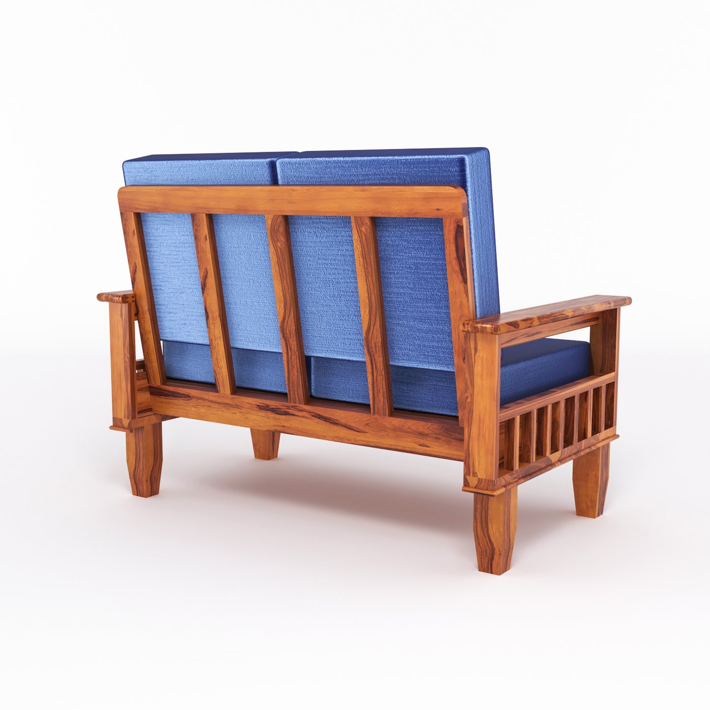 Solid Wood 7 Seater Sofa Set (3+2+2) with Cushioned Seating | Natural & Walnut Finish Wooden Sofa