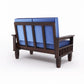 Solid Wood 4 Seater Sofa Set (Set of 2) | Natural & Walnut Finish Wooden Sofa with Cushions