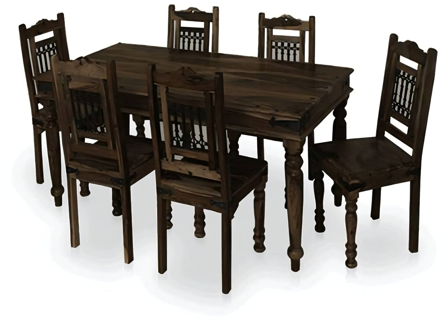 Classic Handcrafted Sheesham Wood Dining Table Set (6 Seater)