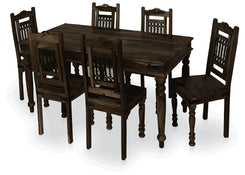 Classic Handcrafted Sheesham Wood Dining Table Set (6 Seater)