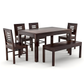 Solid Wood 6 Seater Dining Table Set with Bench
