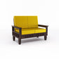 Premium Solid Wood 2 Seater Sofa with Cushions | Natural & Walnut Finish