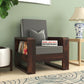 Solid Wood Single Seater Sofa | Natural & Walnut Finish Wooden Chair with Cushioned Comfort