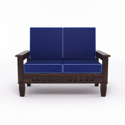 Premium Solid Wood 2 Seater Sofa with Cushions | Natural & Walnut Finish