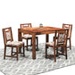 Solid Wood 4 Seater Dining Table Set with 4 Cushioned Chairs