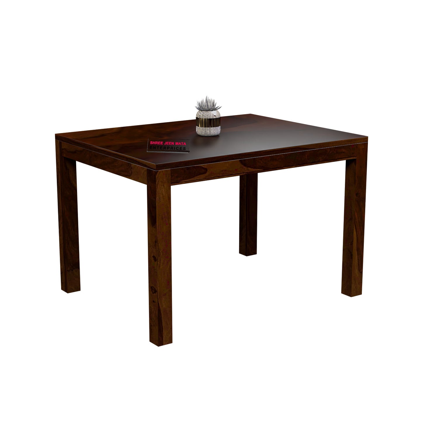 Solid Wood 4 Seater Dining Table Set with 4 Cushioned Chairs