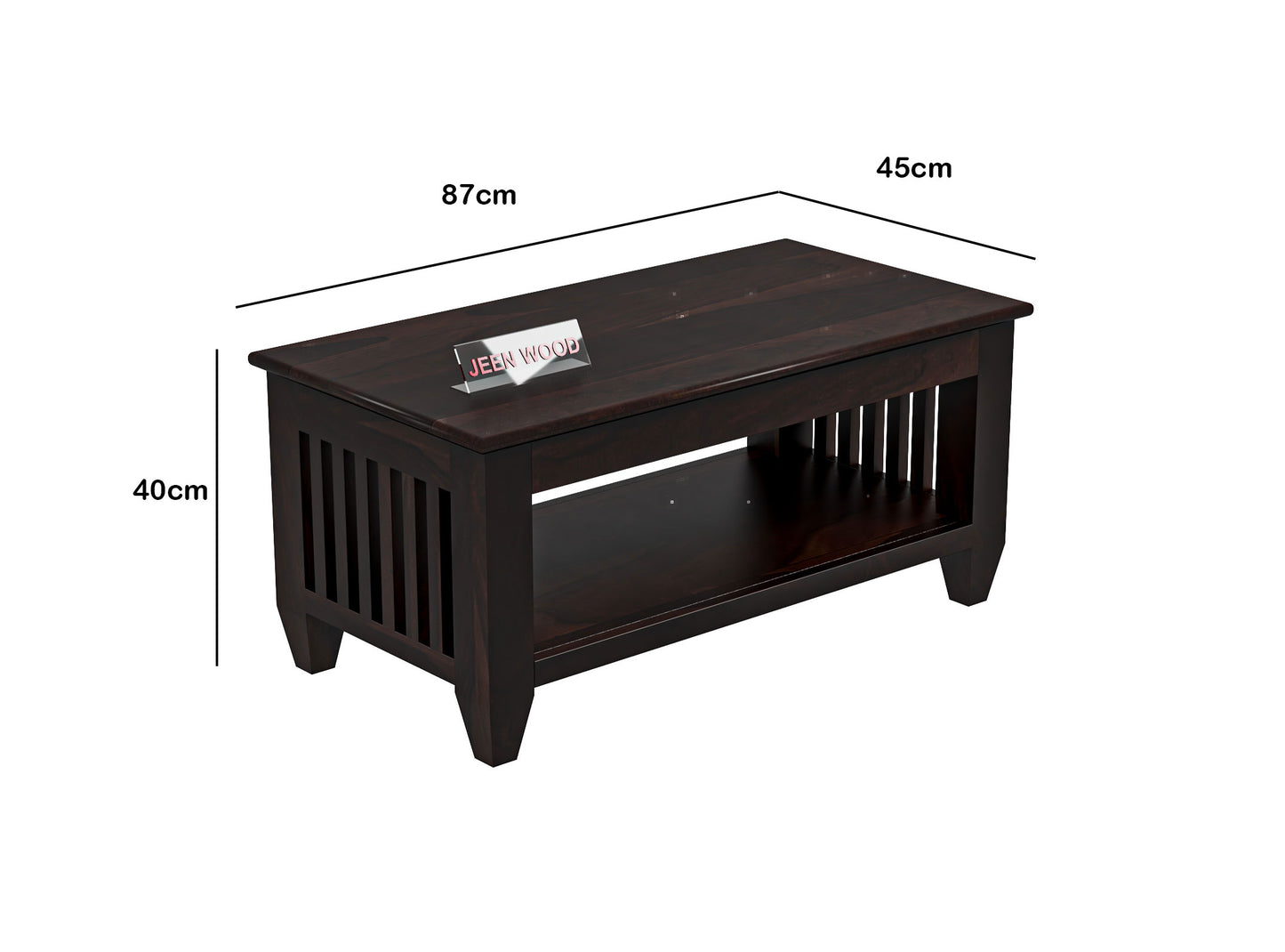 Solid Wood Coffee Table with Open Shelf – Modern Living Room Center Table