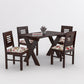 Solid Wood 4 Seater Dining Table Set with Foam Cushioned Chairs