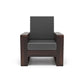 Solid Wood Single Seater Sofa | Natural & Walnut Finish Wooden Chair with Cushioned Comfort