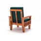 Solid Wood Single Seater Sofa with Natural & Walnut Finish and Cushioned Comfort