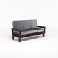 Solid Wood Three Seater Sofa with Cushioned Seating | Natural & Walnut Finish Wooden Sofa