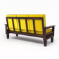 Solid Wood Three Seater Sofa with Cushioned Seating | Natural & Walnut Finish Wooden Sofa