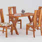 Solid Wood 4 Seater Dining Table Set | 4 Cushioned Chairs