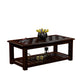 Handcrafted Solid Wood Coffee Table with Carved Top & Open Shelf