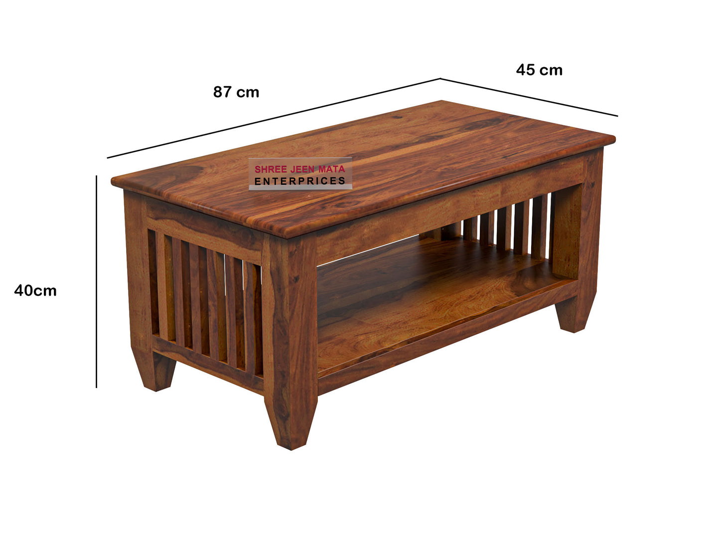 Solid Wood Coffee Table with Open Shelf – Modern Living Room Center Table