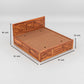 Solid Wood Storage Bed with Designer Panel Headboard – King Size Wooden Bed