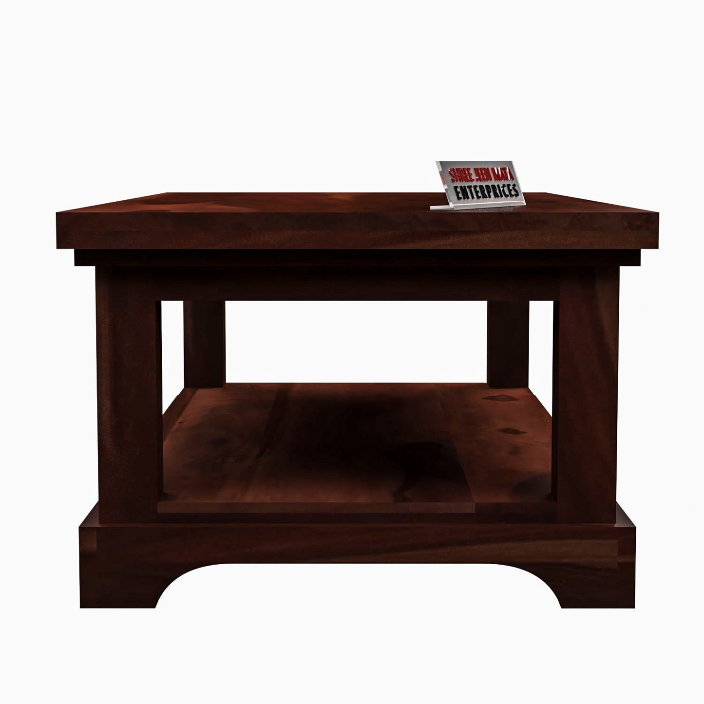 Modern Handcrafted Solid Wood Coffee Table with Open Storage Shelf