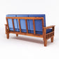 Solid Wood Three Seater Sofa with Cushioned Seating | Natural & Walnut Finish Wooden Sofa