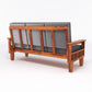 Premium Solid Wood 6 Seater Sofa Set (3+2+1) with Cushioned Seating | Natural & Walnut Finish