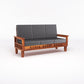Solid Wood 5 Seater Sofa Set (3 Seater + 2 Single Seaters) | Natural & Walnut Finish with Cushioned Comfort