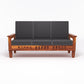 Solid Wood Three Seater Sofa with Cushioned Seating | Natural & Walnut Finish Wooden Sofa