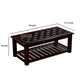 Handcrafted Solid Wood Coffee Table with Carved Top & Open Shelf