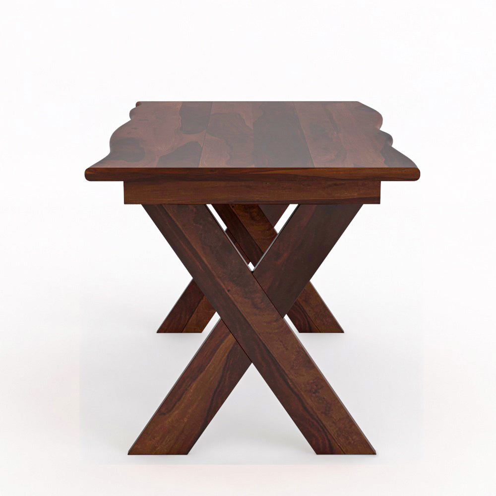 Solid Wood 4 Seater Dining Table Set with Foam Cushioned Chairs