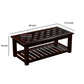 Premium Solid Wood Coffee Table with Artistic Textured Top & Storage Shelf