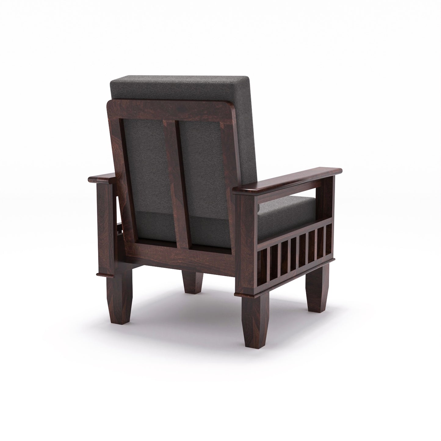 Premium Solid Wood 6 Seater Sofa Set (3+2+1) with Cushioned Seating | Natural & Walnut Finish