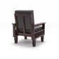 Solid Wood Single Seater Sofa with Natural & Walnut Finish and Cushioned Comfort