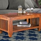 Handcrafted Solid Wood Coffee Table with Slatted Sides & Open Storage Shelf