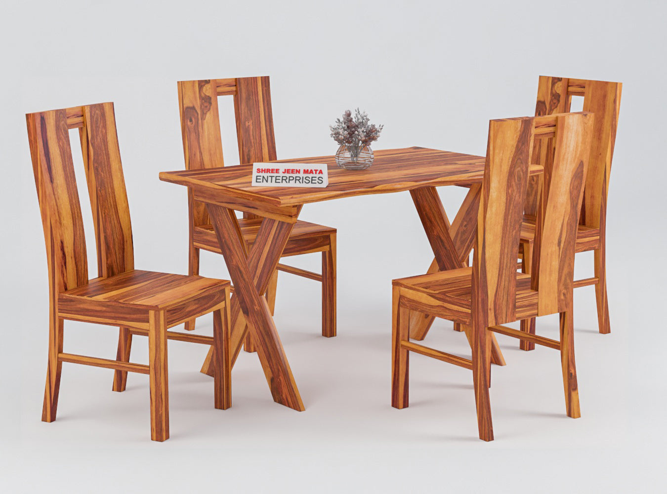 Solid Wood 4 Seater Dining Table Set | 4 Chairs