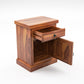 Solid Sheesham Wood Bedside Table with Drawer & Storage Cabinet