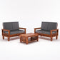 Solid Wood 4 Seater Sofa Set (Set of 2) | Natural & Walnut Finish Wooden Sofa with Cushions