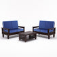 Solid Wood 4 Seater Sofa Set (Set of 2) | Natural & Walnut Finish Wooden Sofa with Cushions