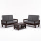 Solid Wood 4 Seater Sofa Set (Set of 2) | Natural & Walnut Finish Wooden Sofa with Cushions