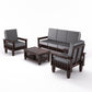 Solid Wood 5 Seater Sofa Set (3 Seater + 2 Single Seaters) | Natural & Walnut Finish with Cushioned Comfort