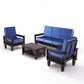 Solid Wood 5 Seater Sofa Set (3 Seater + 2 Single Seaters) | Natural & Walnut Finish with Cushioned Comfort