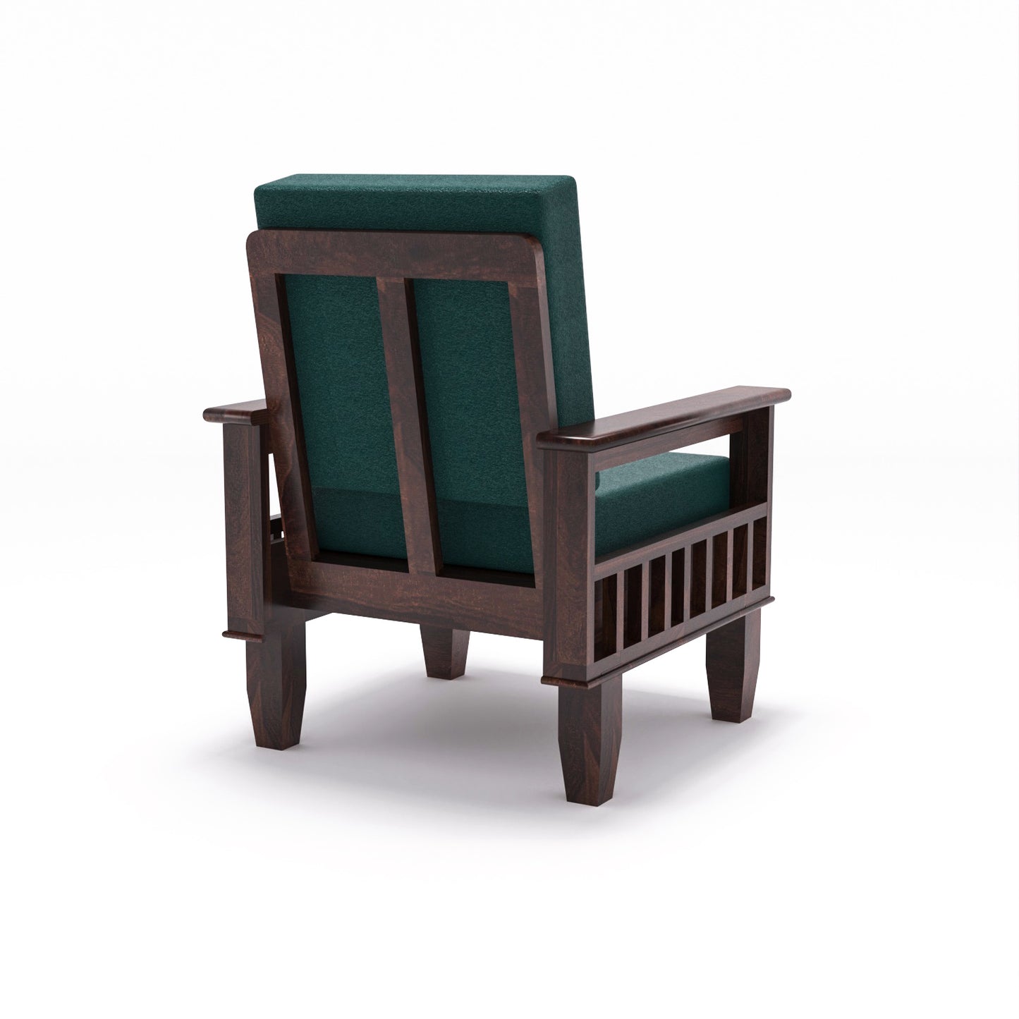 Solid Wood 5 Seater Sofa Set (3 Seater + 2 Single Seaters) | Natural & Walnut Finish with Cushioned Comfort