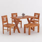 Modern Solid Wood 4 Seater Dining Table Set with 3 Chairs & 1 Bench