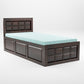 Solid Wood Single Bed with Box Storage & Geometric Panel Design