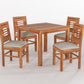 Solid Wood 4 Seater Dining Table Set with Cushioned Chairs